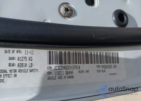 2012 Dodge Challenger Sxt z USA, uszkodzony, nr VIN 2C3CDYAG3CH157618